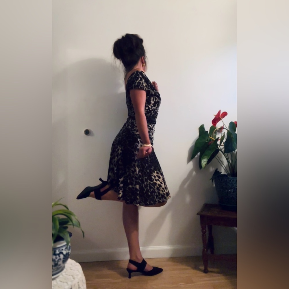 Sophia Christina Cheetah Print Ruched Dress